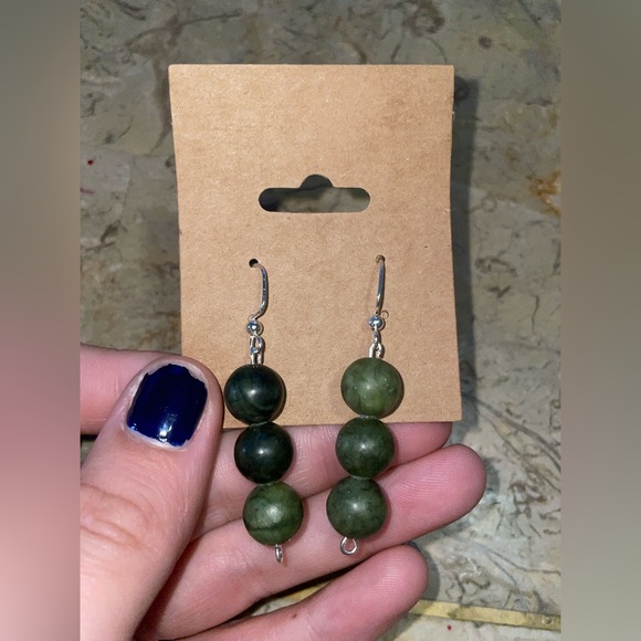 Green Jade Earrings Hand Crafted Crystal Jewelry - Picture 4 of 4